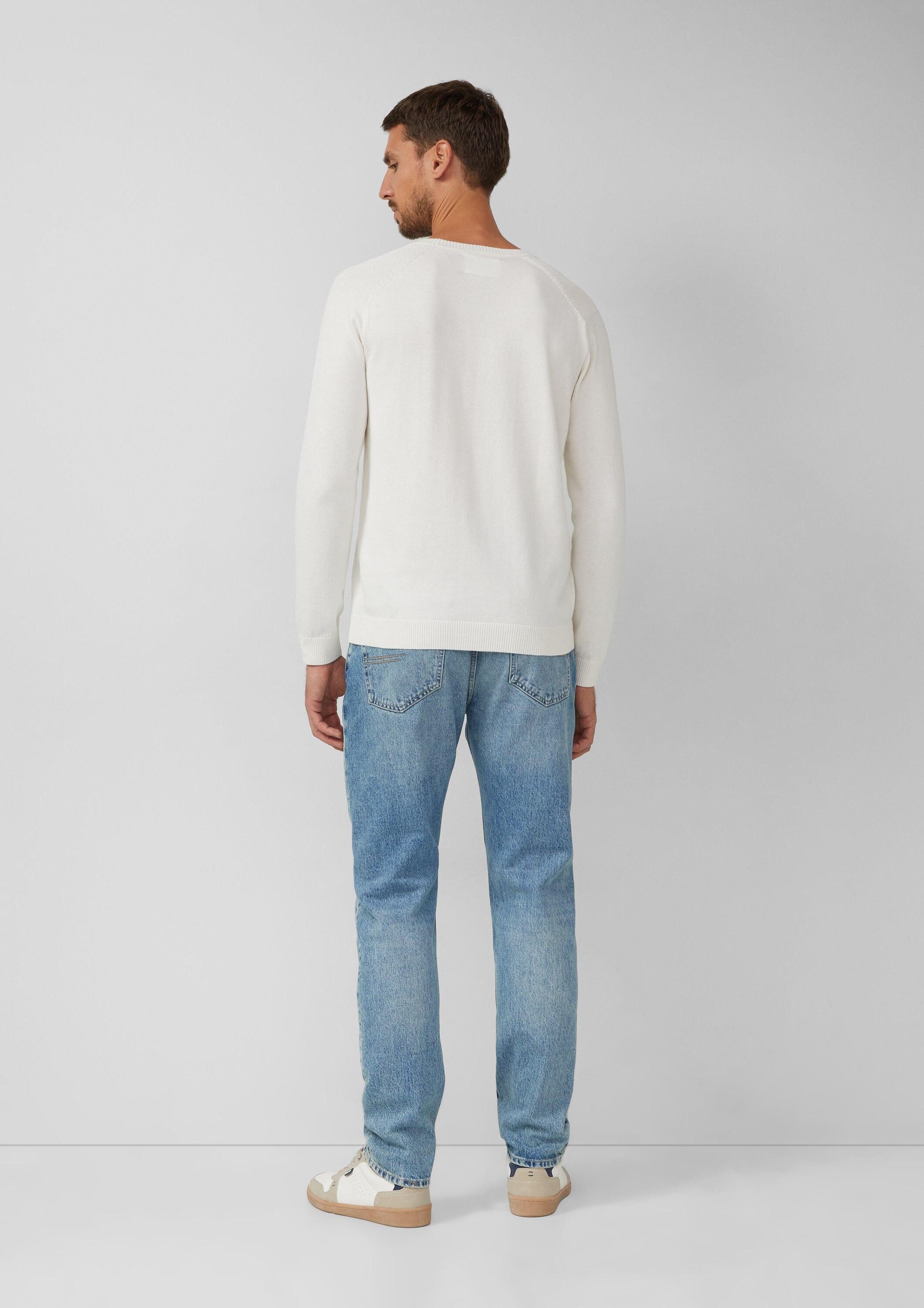 s.Oliver Longpullover Strickpullover Pullover aus Moulinéstrick mit Crew Neck und Raglanärmeln