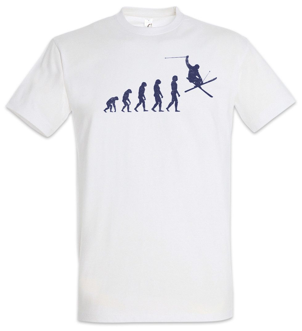 Urban Backwoods Print-Shirt Skier Evolution Herren T-Shirt Ski Fahrhen Skiing Aprés Winter Slalom (1-tlg) Alpin Piste Fahrer Snow