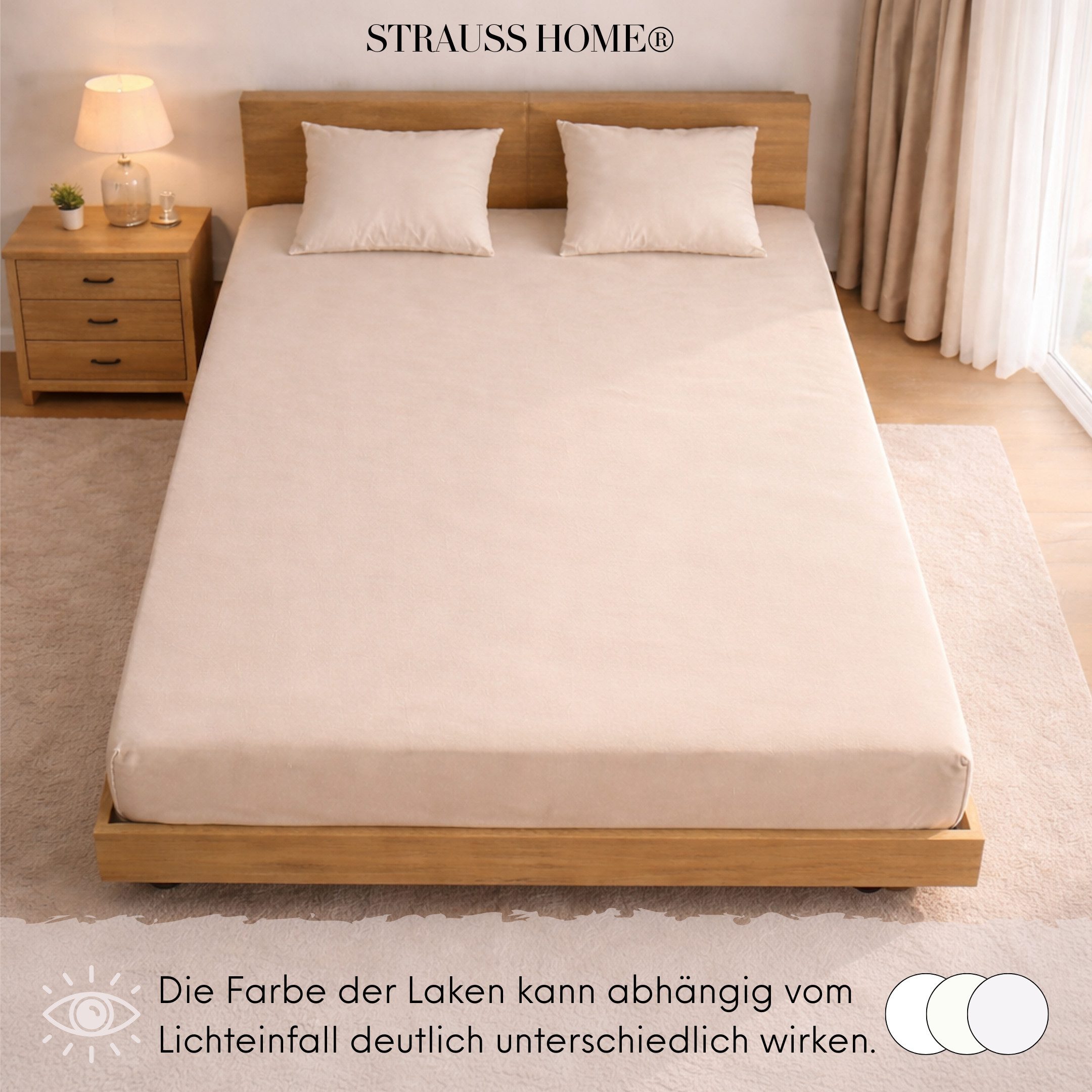 Strauss Home Spannbettlaken Premium 160 g/m² Gekämmte Baumwolle Jersey in Hotelqualität, Gummizug: Rundumgummi, OEKO-TEX®-zertifiziert - Hotelqualität – Formsta – Bild 5 von 5