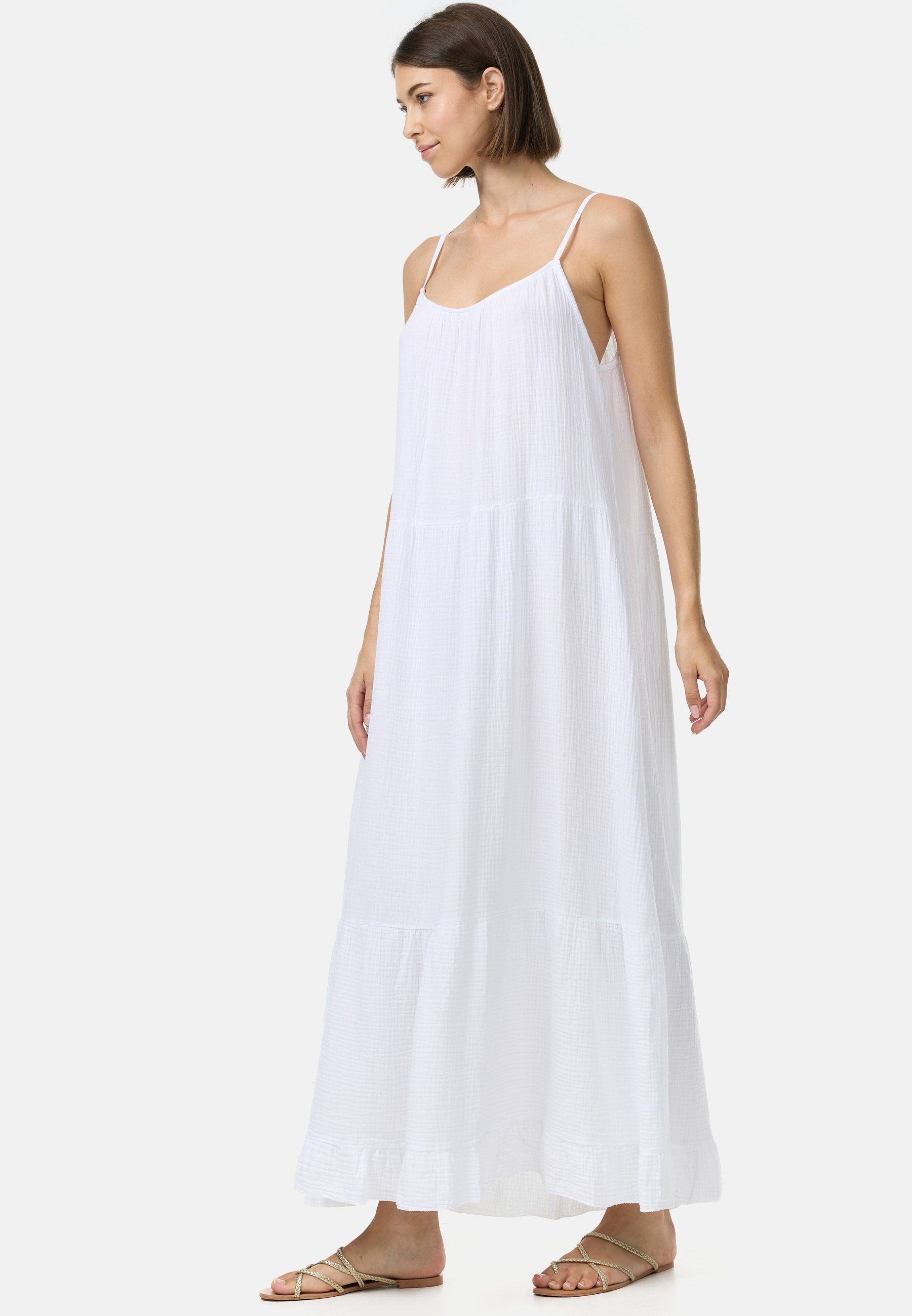 Rayshyne Maxikleid PM48 (Romantisches Maxikleid aus Musselin mit Spaghettiträgern) mit Rüschen, Atmungsaktiv, Hautfreundlich – Bild 4 von 5