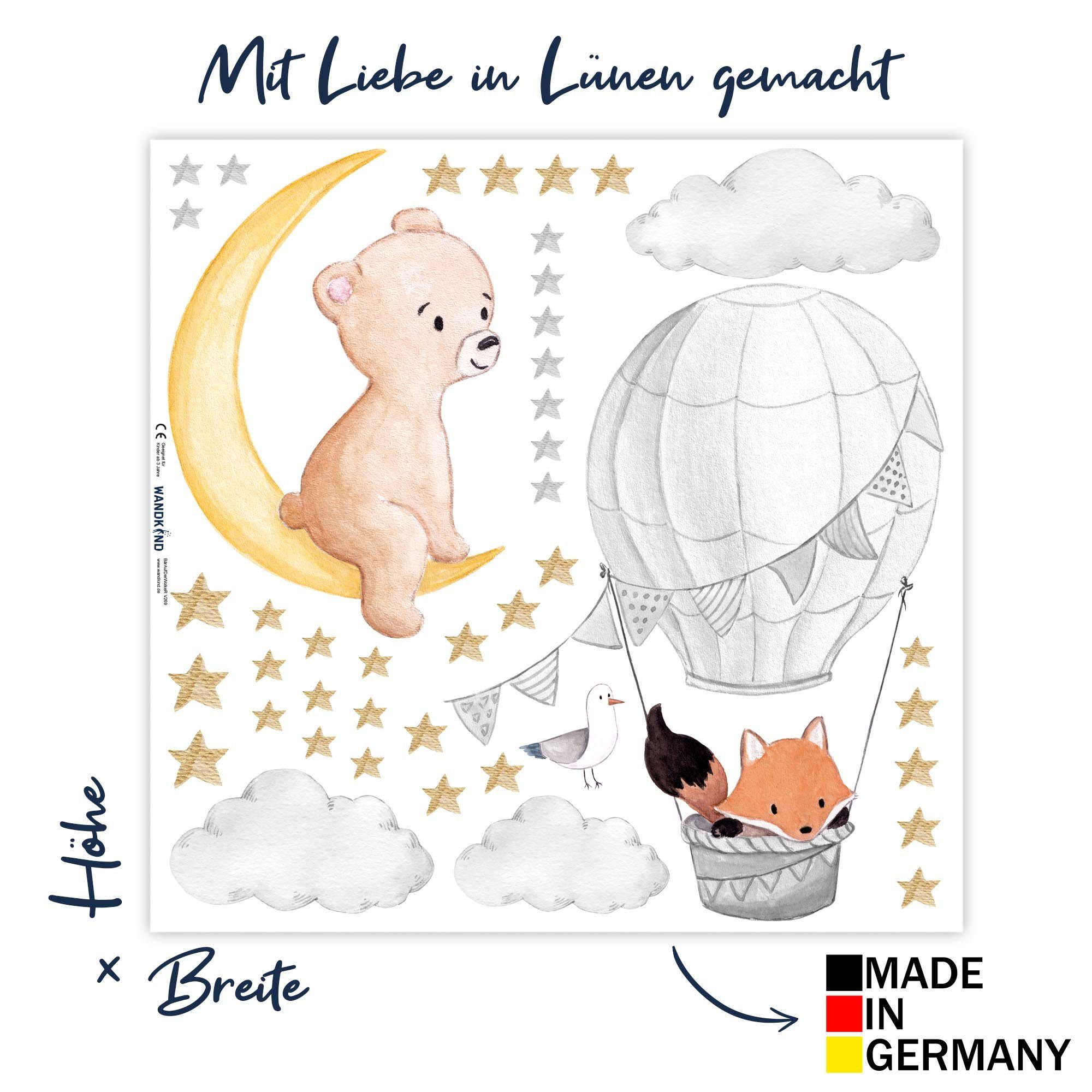 WANDKIND Wandtattoo Bär und Fuchs im Himmel V332