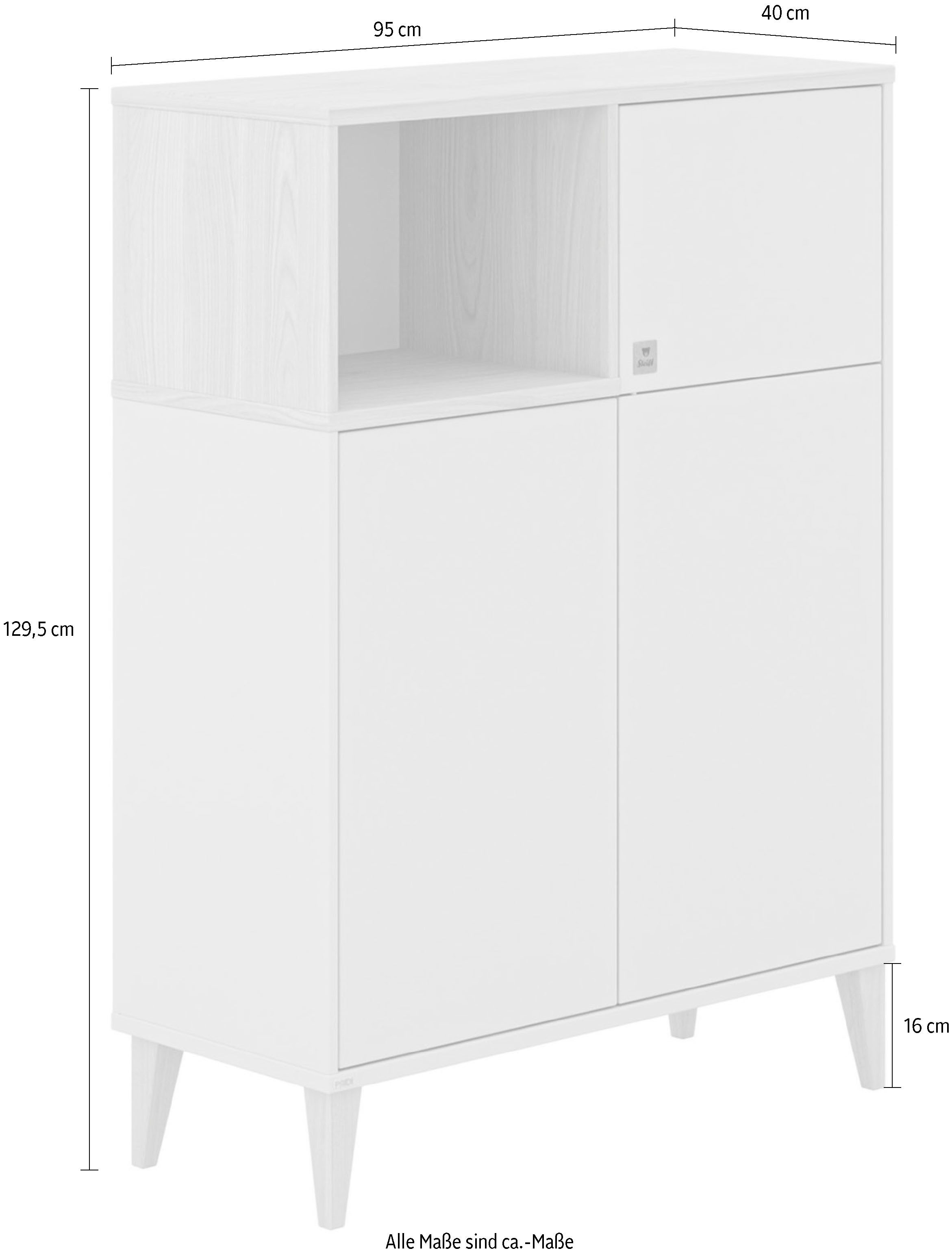 PAIDI Highboard MILA & BEN Steiff by PAIDI in Beige, 3 Türen mit Push-to-open, stabiles Regal mit Massivholz-Füßen, Standregal, geprüfte Qualität – Bild 5 von 5