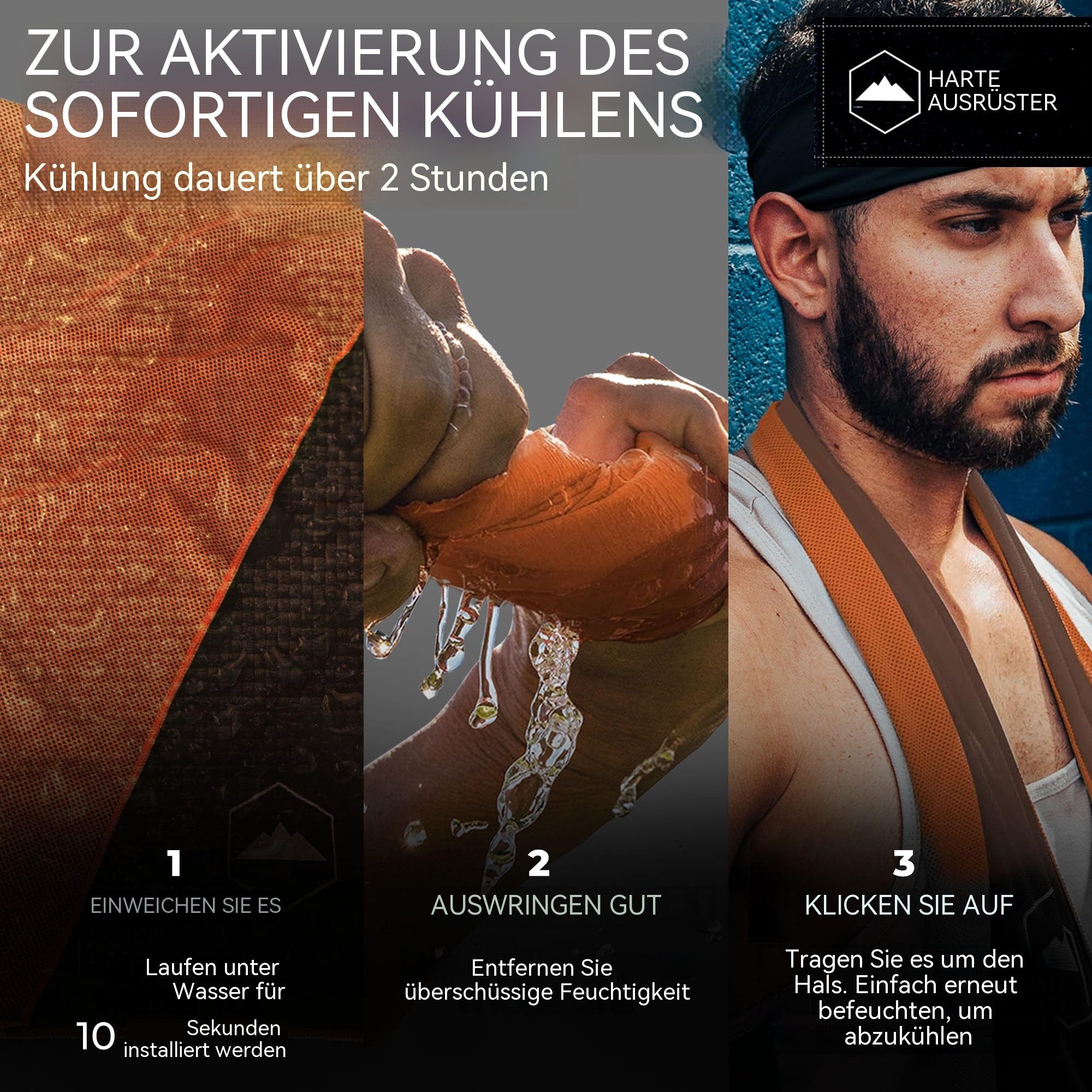 Diwzbyn Sporthandtuch kühlendes Handtuch für Nacken und Gesicht, Eiswickel und Schweißtuch, für Camping, Fitnessstudio,Yoga und Sport, Trainingshandtuch