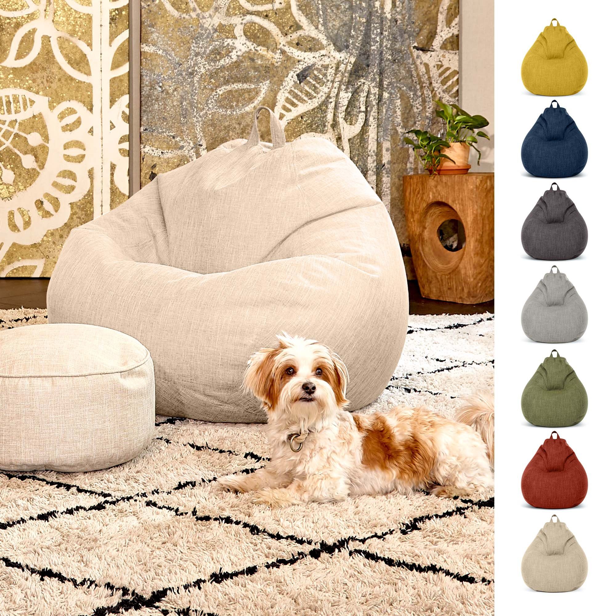 Bean Weich Lounge Sitzkissen EPS-Perlen Sitzsack -, (Indoor Waschbar), Füllung Sand Riesensitzsack mit Linen Kuschelig Home Green Chair