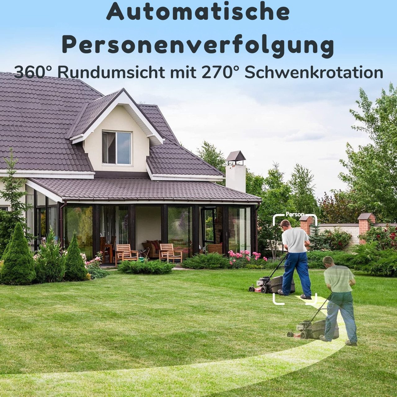 Winees Überwachungskamera (Außenbereich, 4MP 2K WLAN IP Sicherheitskamera zur Heim-& Außenüberwachung, 1-tlg., Schwenk-/Neigbar, Spotlight & IR-Farbnachtsicht, IP-Außenkamera, Auto-Verfolgung, Personen- & Fahrzeugerkennung, Alexa, Zwei-Wege-Audio)