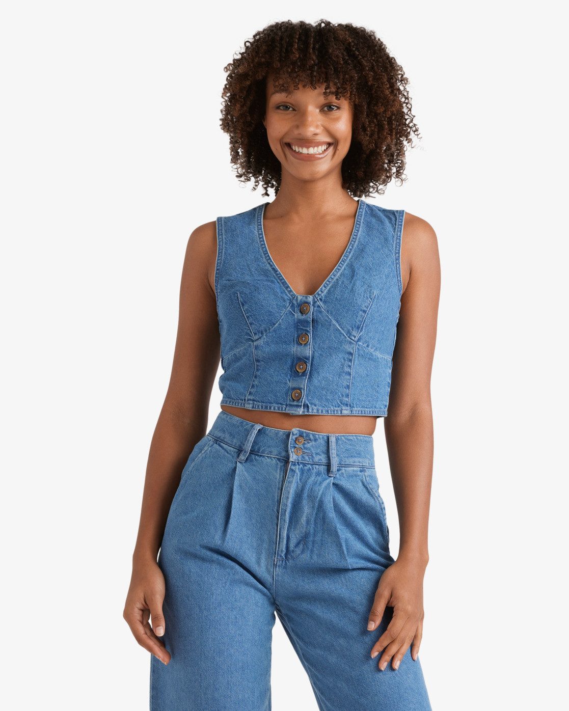 Billabong Crop-Top Indigo Skies - Crop Top aus Jeansstoff für Frauen