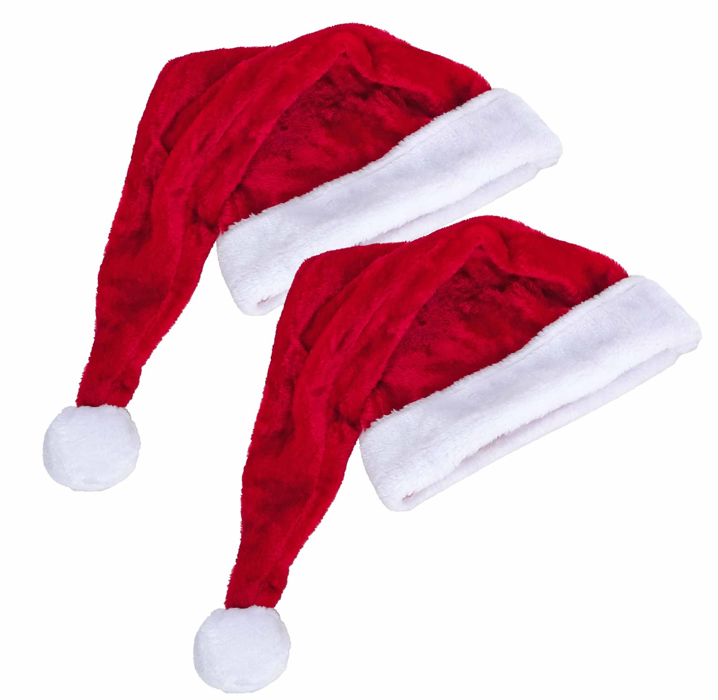 Bubble-Store Bommelmütze 2 Weihnachtsmützen mit weißer Krempe und Bommel (Set, 2-St., Nikolausmützen) Plüsch Weihnachtsmütze innen-Ø ca. 20 cm