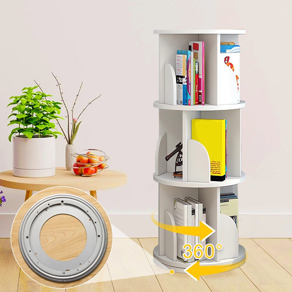JEOBEST Bücherregal Drehbare Bücherregal mit 3 Ebenen, 1-tlg,360°Rotating B günstig online kaufen
