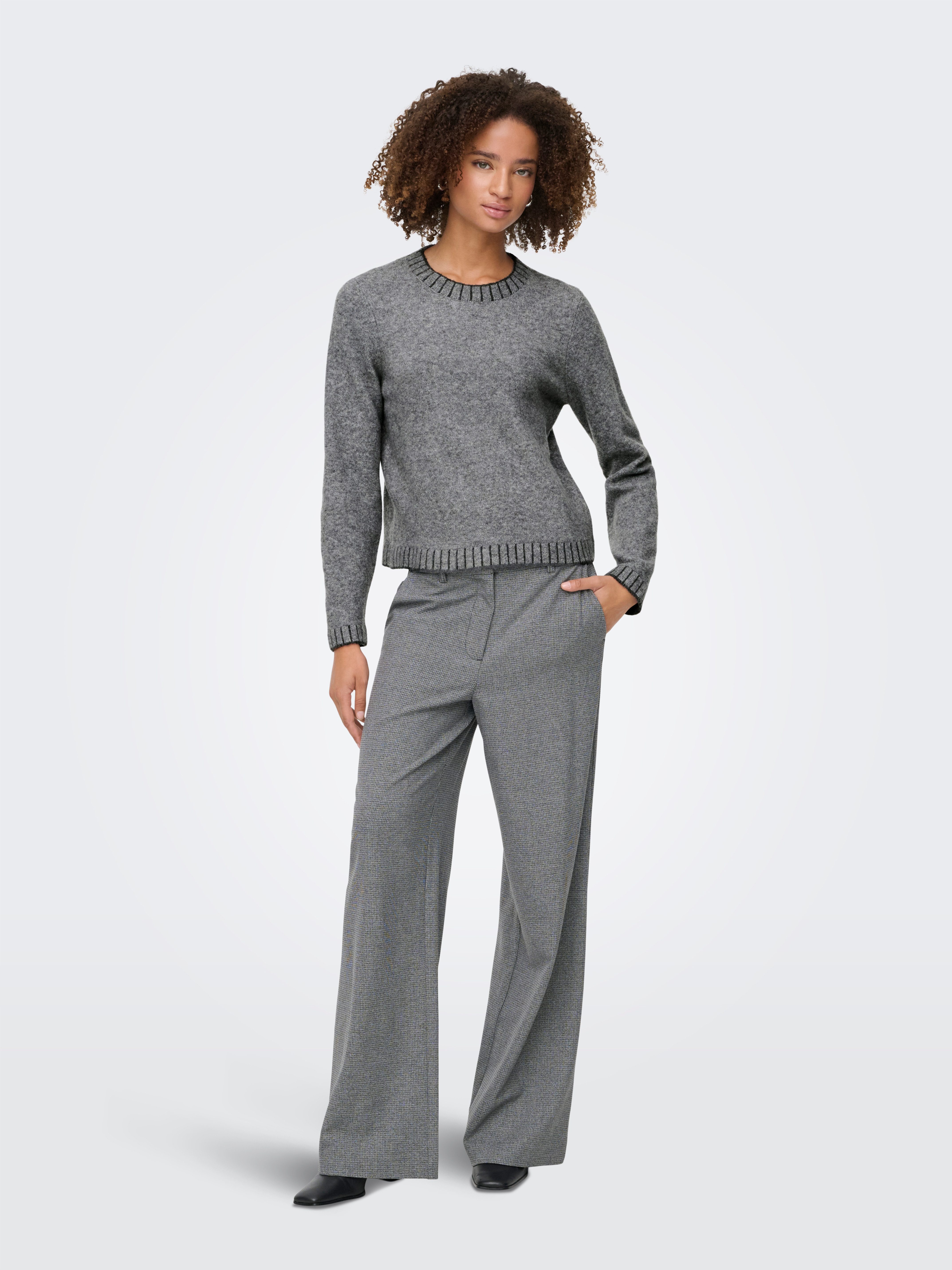 ONLY Strickpullover ONLFINA LS STITCH O-NECK CC KNT Materialmix, normal geschnitten