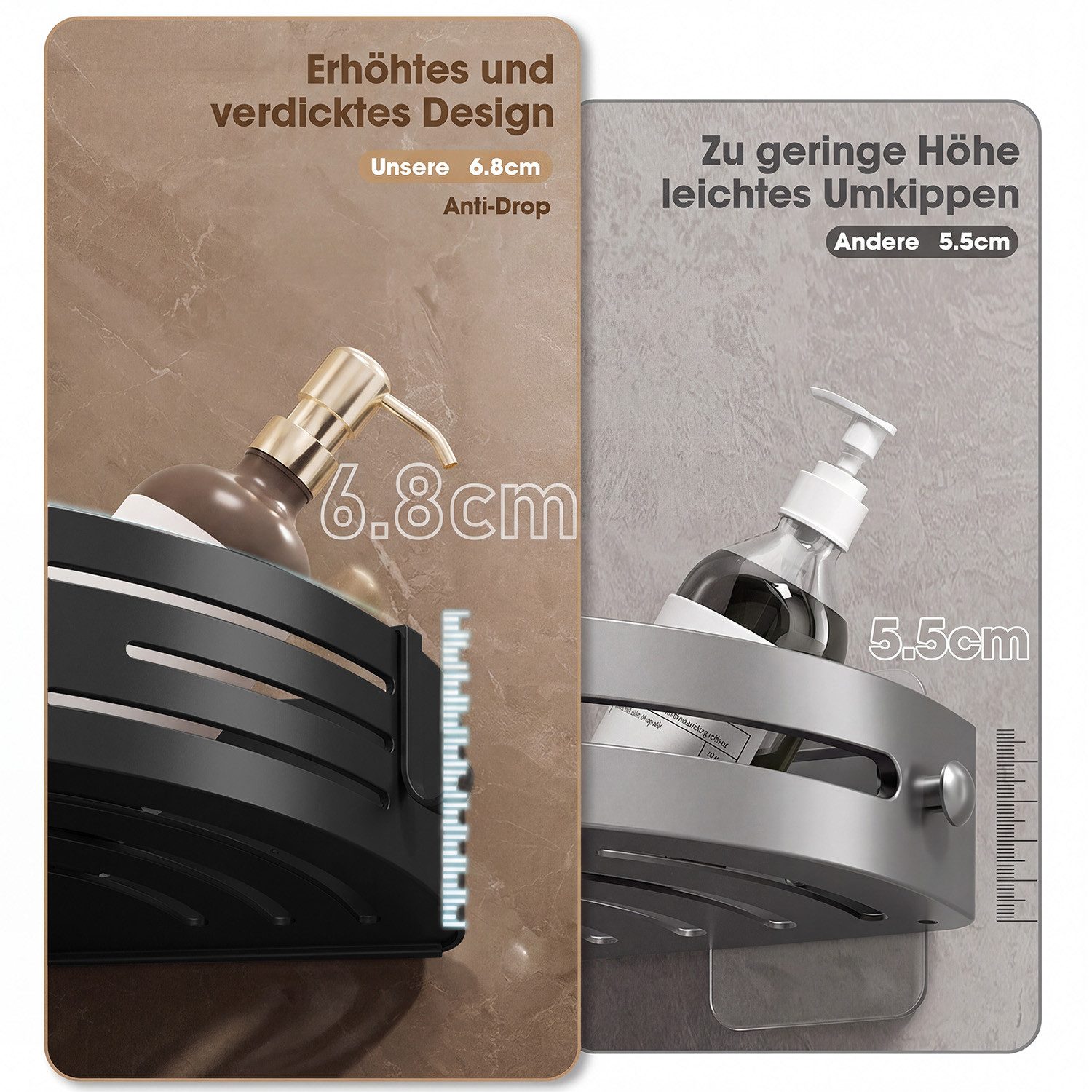 ANYSUN Duschregal Duschablage ohne Bohren Badezimmer Organizer,Badregal Duschregal, 1-tlg., Duschkörbe für Bad Küche Toilette