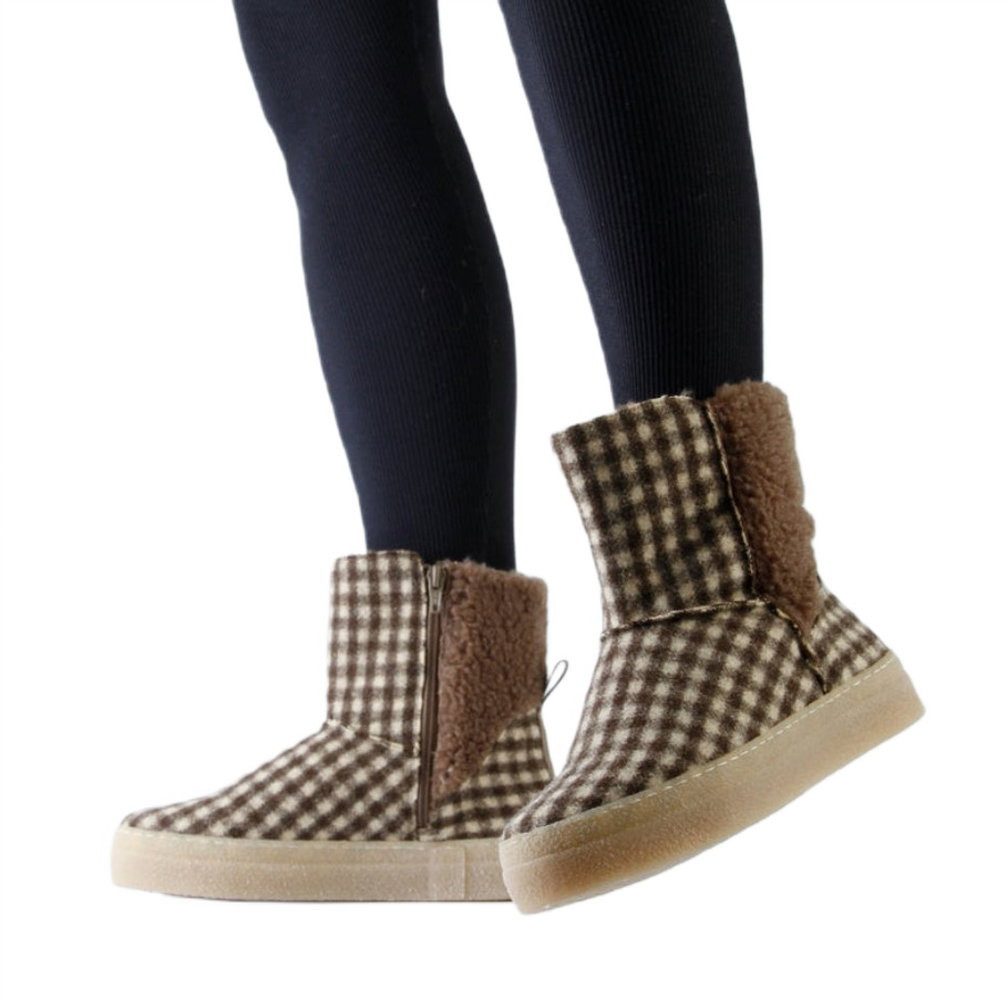 Grand Step Shoes Nicki Wool Bootie (gefüttert, bequem) - braun/grau Damen Winterstiefel