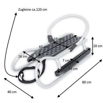 Stillerbursch Schlitten Schlitten Hörnerrodel mit Rückenlehne und Zugleine