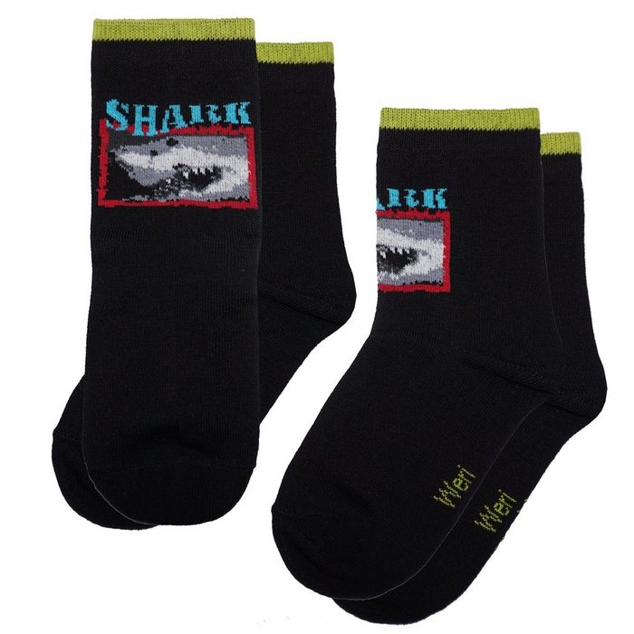 WERI SPEZIALS Strumpfhersteller GmbH Socken Kinder Socken 2-er Pack für Jungs >>Haifisch<< aus Baumwolle (Set)