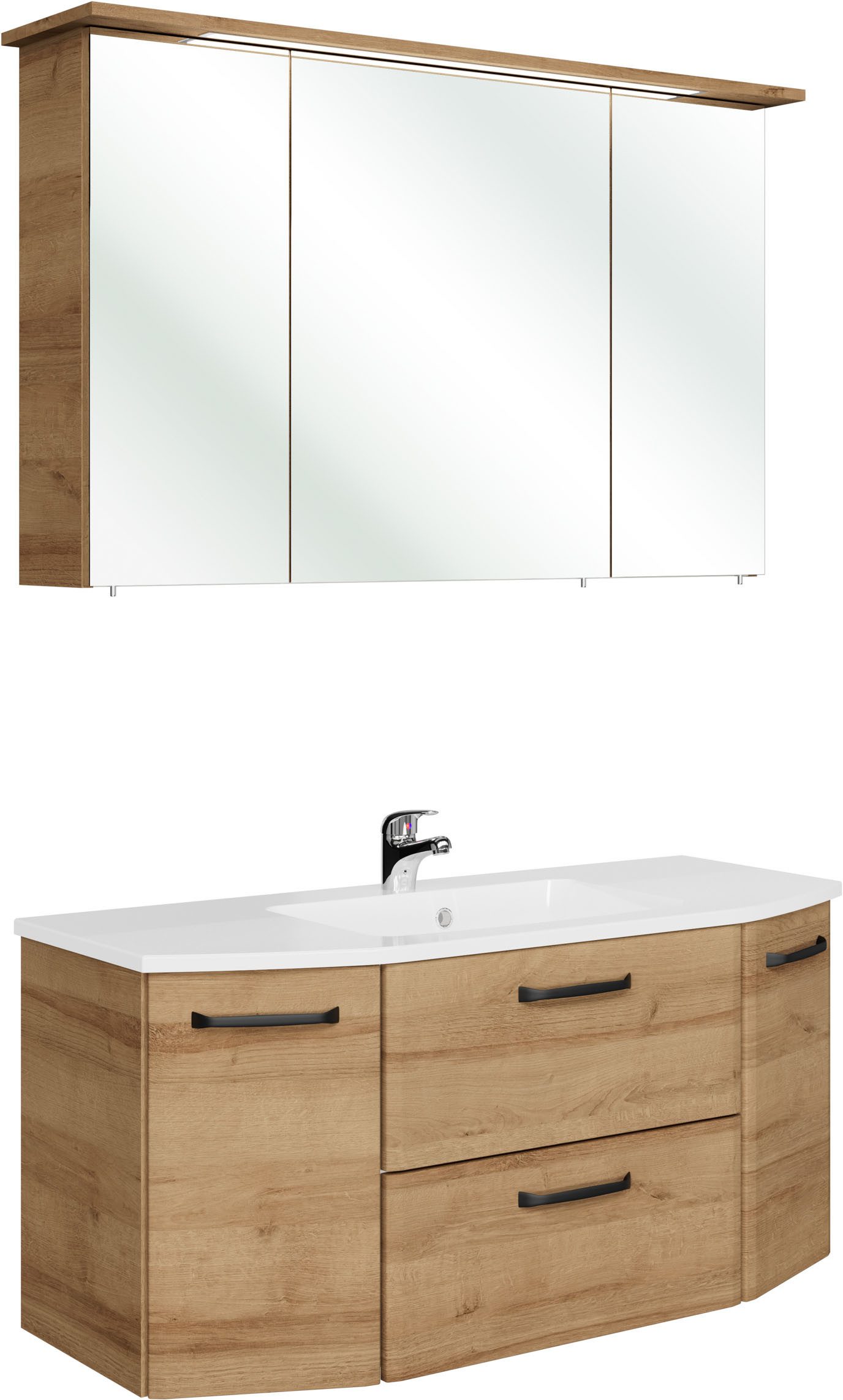 Saphir Badmöbel-Set Quickset 318, mit Türdämpfer, (3-St), Badezimmer-Set mit Keramikwaschtisch und Spiegelschrank