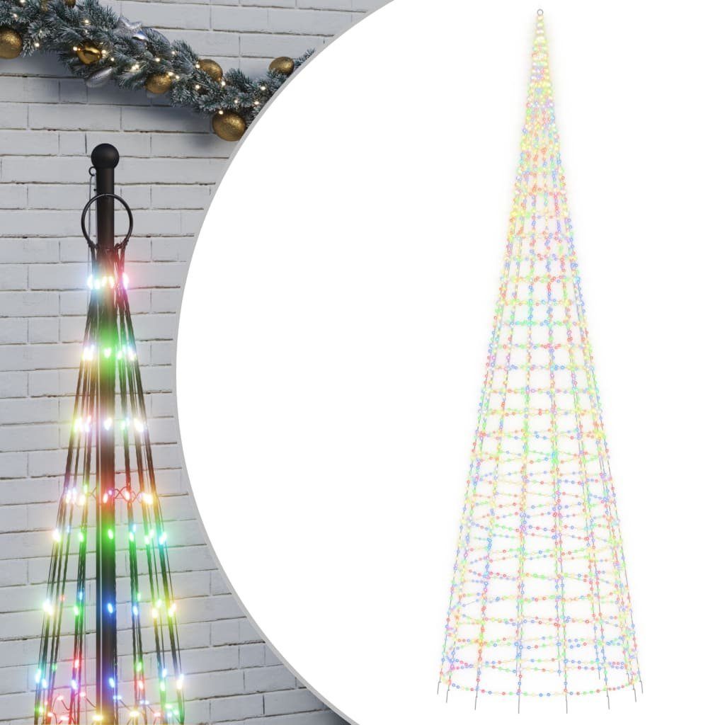 vidaXL Lichterkette 800 cm LED-Weihnachtsbaum für Fahnenmast 3000 LEDs Mehrfarbig 800 cm A, 3000-flammig