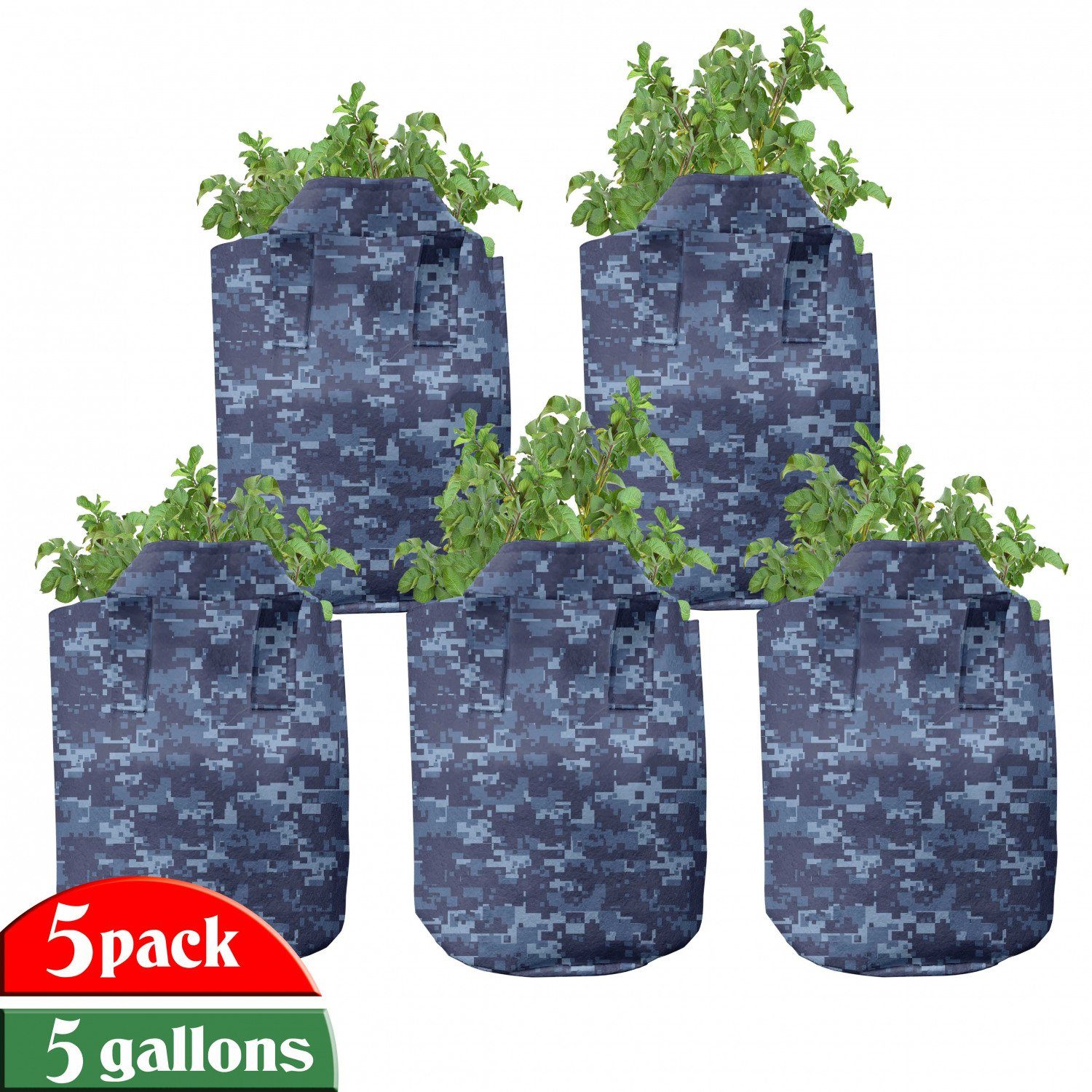 Camouflage Grunge Blau für Abakuhaus Pflanzkübel Griffen mit hochleistungsfähig Stofftöpfe Pflanzen, Stil-Effekt