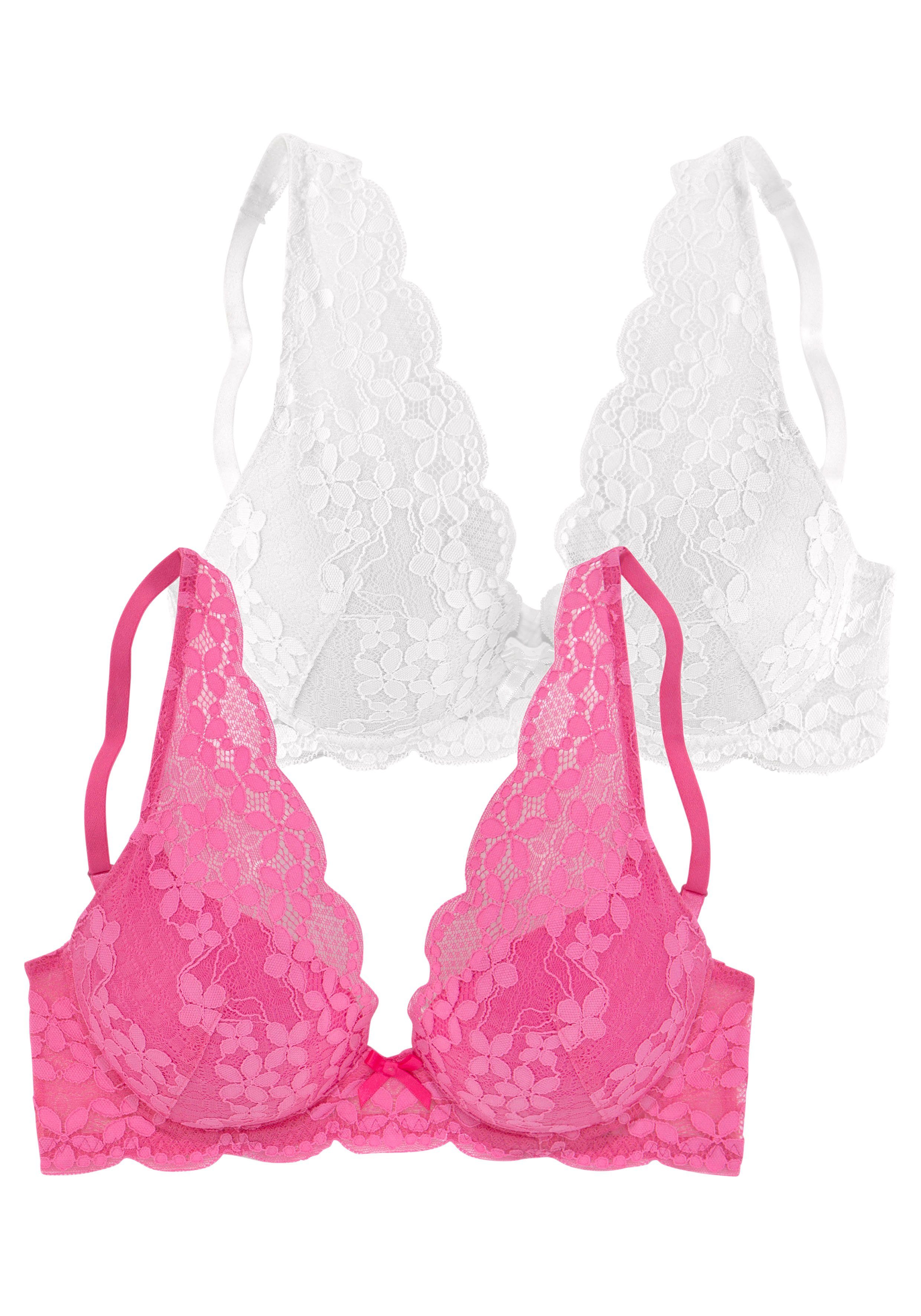 petite fleur by Lascana Push-up-BH, BH mit Bügel, Spitzen-BH im High-Apex Design, (Packung, 2 Stück) im Doppelpack, sexy Dessous, sexy Unterwäsche – Bild 2 von 5