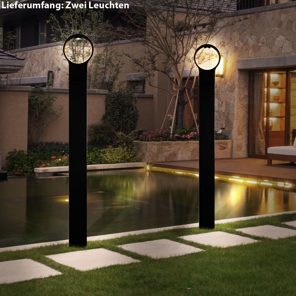 LED AußenStehlampe, 2er Set LED 4 Watt Steh Leuchten Außen