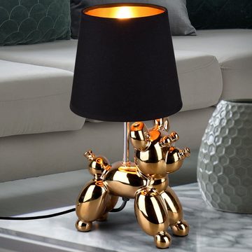 etc-shop LED Tischleuchte, Leuchtmittel inklusive, Warmweiß, Farbwechsel, Schreib Nacht Tisch Lampe Keramik Hund FERNBEDIENUNG Leuchte