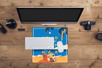 MuchoWow Gaming Mauspad Reisegepäck - 'Hallo Sommer' - Sprichwörter - Zitate (1-St), Mousepad mit Rutschfester Unterseite, Gaming, 40x40 cm, XXL, Großes