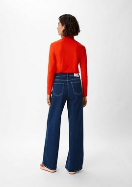 comma casual identity 5-Pocket-Jeans Loose: Jeans mit Wide Leg Leder-Patch, Kontrast-Details