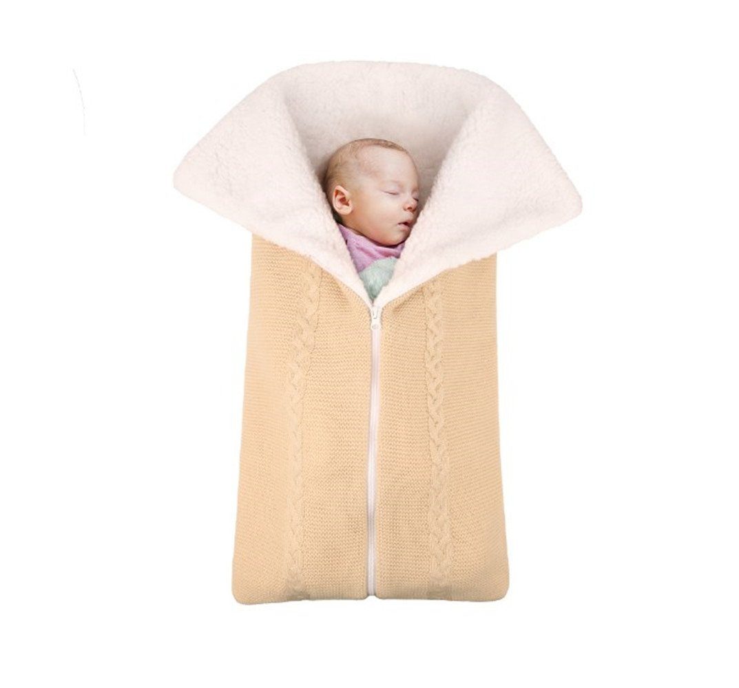 XDeer Babyschlafsack Baby Schlafsack Decke für Kinderwagen Wickeldecke Wickelwickel, Blanket,Warmer Schlafsack mit Baumwollflaum für Babys beige