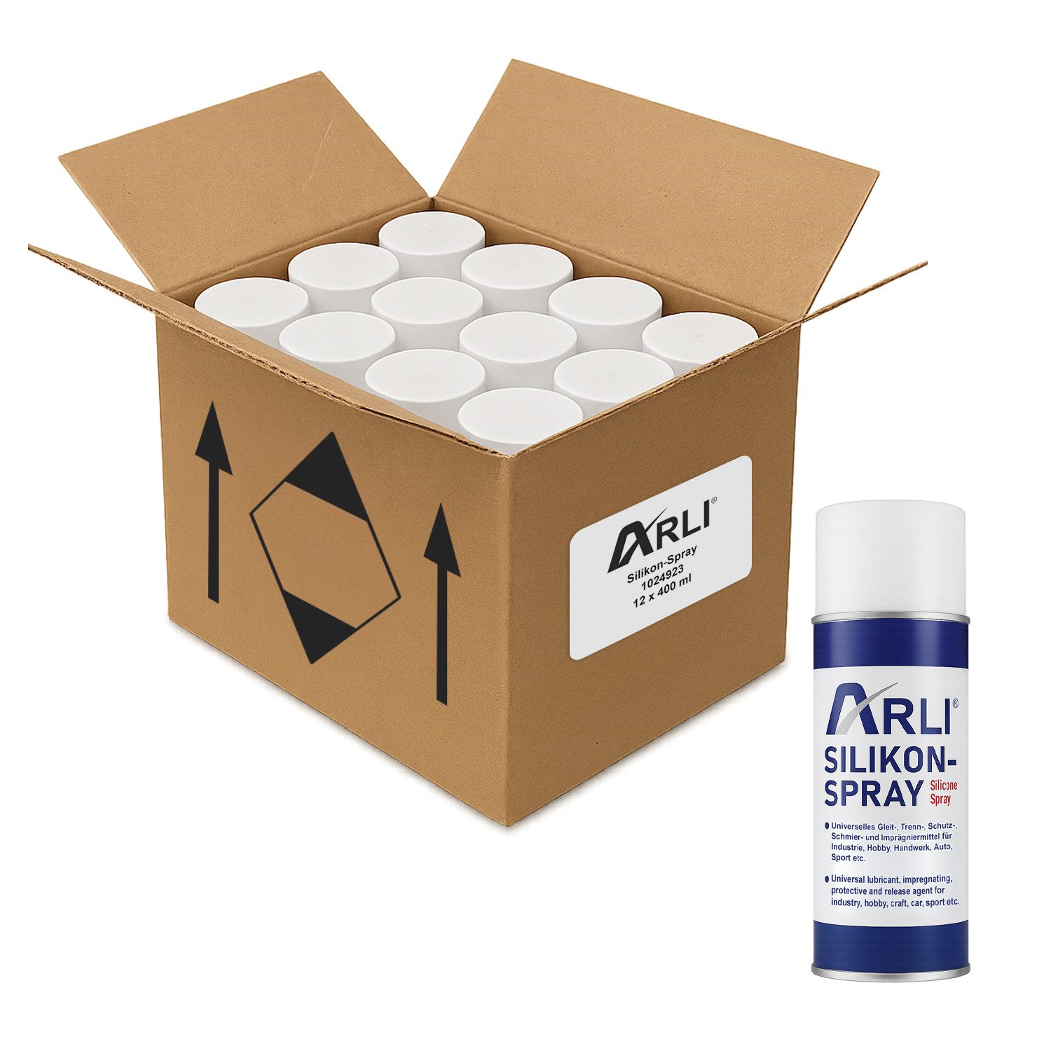 ARLI Silikon 12x Silikon Spray 400ml Universelles Gleitmittel, Silikonspray, Gebrauchsfertig, (12er, 12-tlg., Set), Trennmittel Schmiermittel Schutzmittel