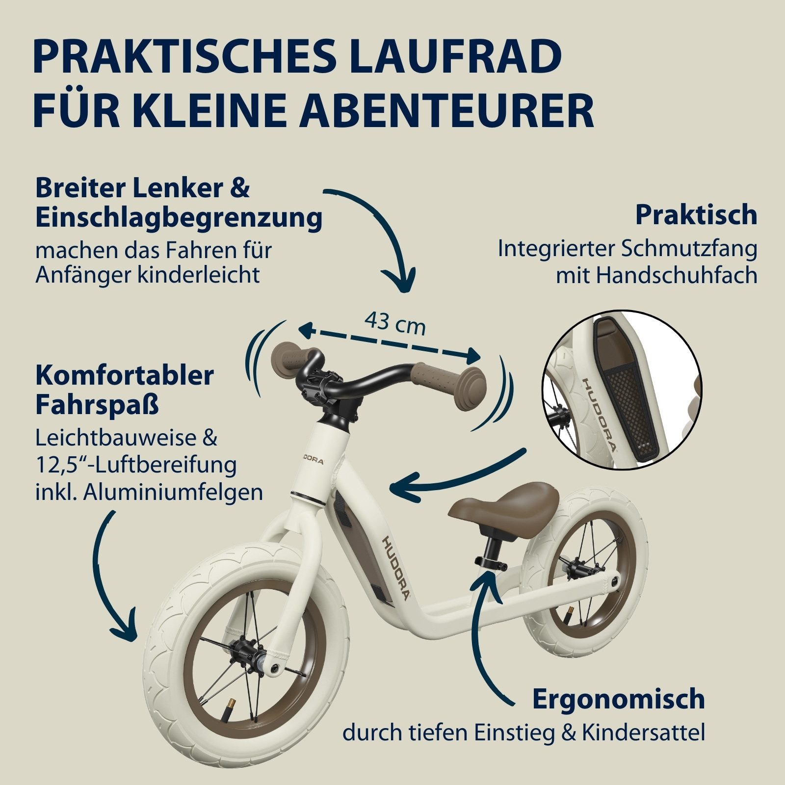 Hudora Laufrad Explory, für Kinder ab 18 Monaten, verstellbare Sattelhöhe, Luftreifen