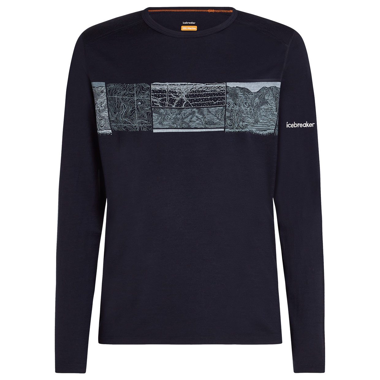 Icebreaker Funktionsunterhemd Herren Langarmshirt Merino 200 Oasis Crewe Elevation Line