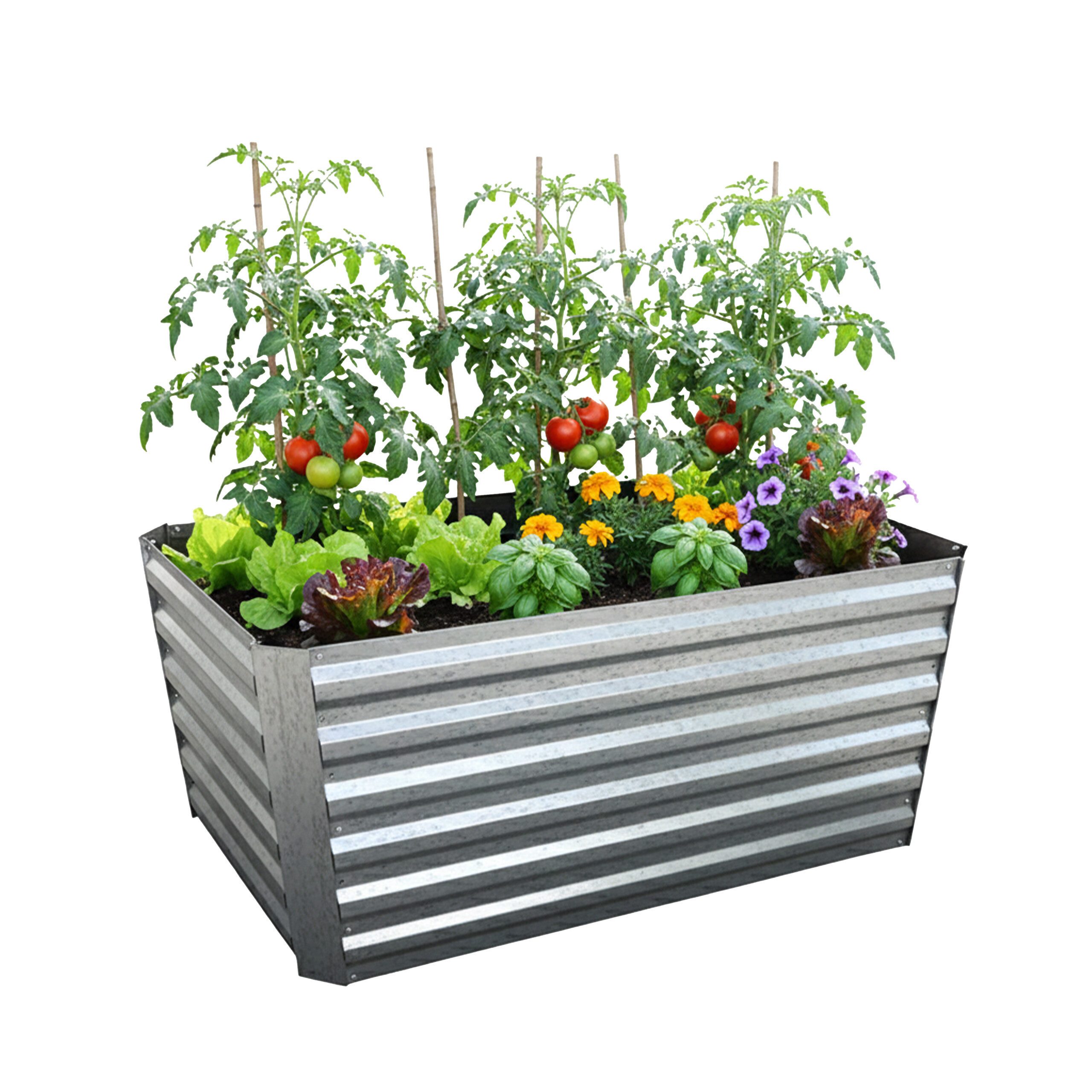 relaxdays Hochbeet Metall eckig, silber