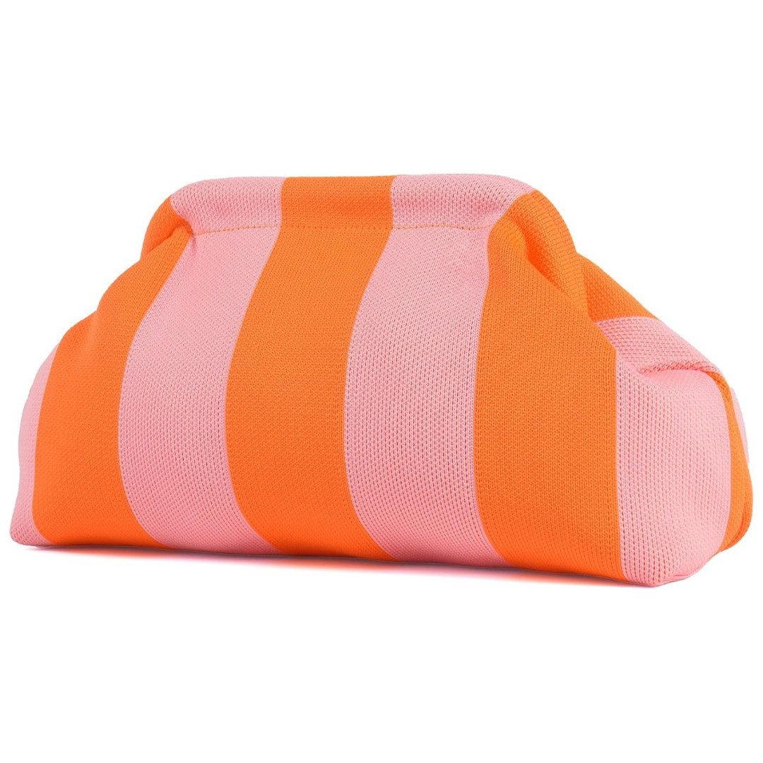 FOUORTUNATE-BEE Abendtasche Damen Clutch Stricktasche gestreift Sommer Strandtasche Urlaub, Gestrickte Damen-Handtasche für Strand, Party, Reise und Sommer