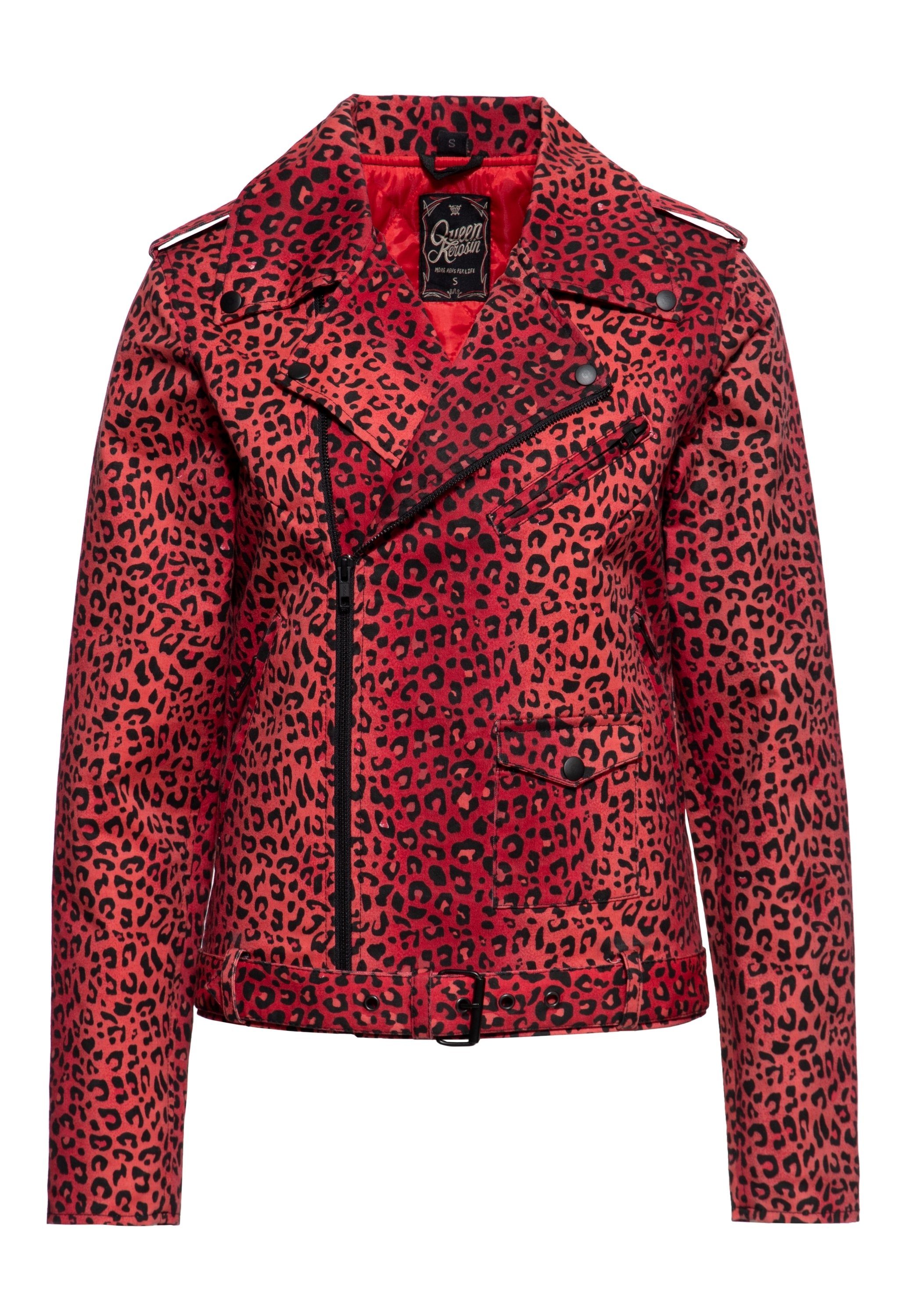 rot Queen Collegejacke Service QueenKerosin Leo-Allover-Print Motor