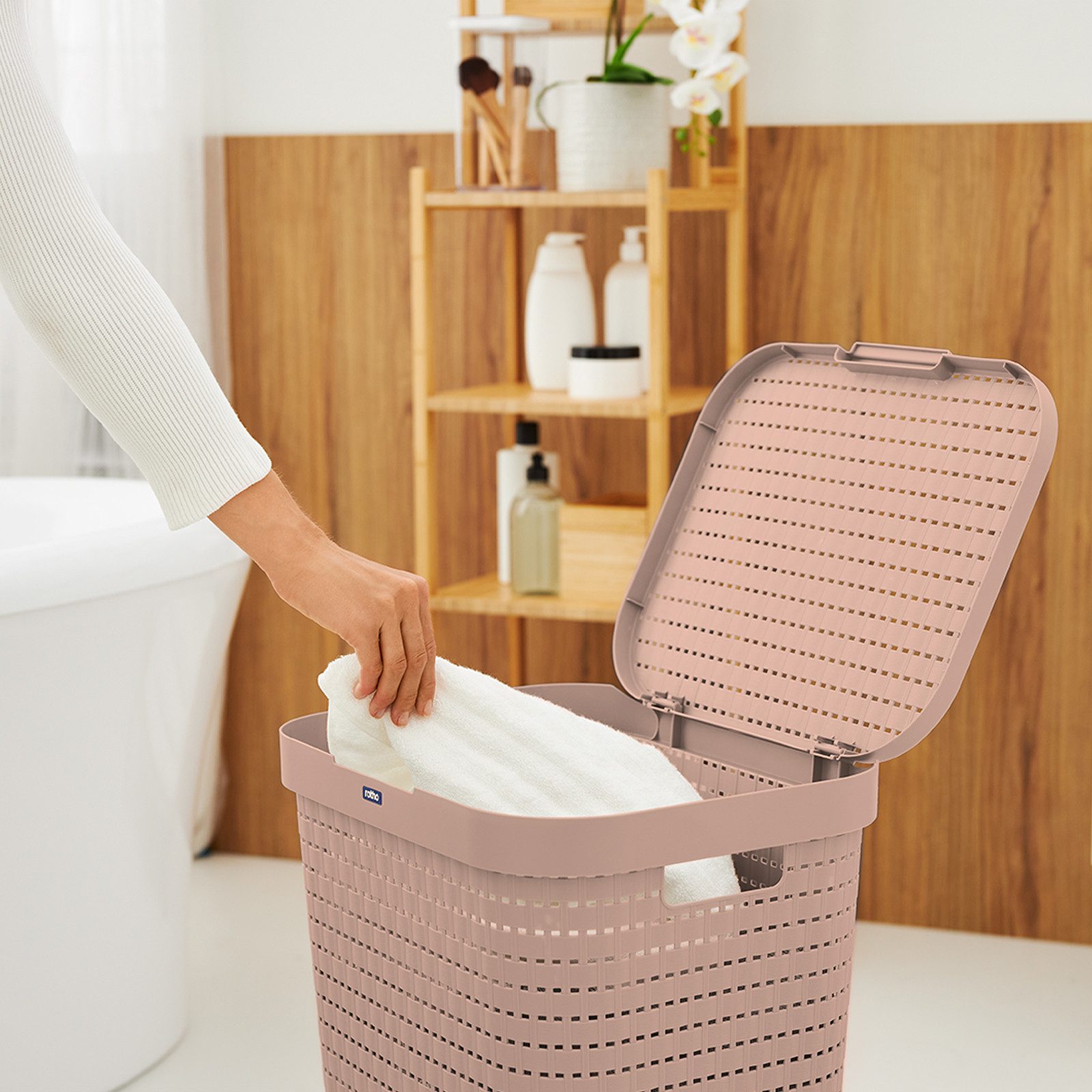 ROTHO Wäschekorb Country Wäschesammler 55l mit Deckel und Tragegriffen, Bel günstig online kaufen