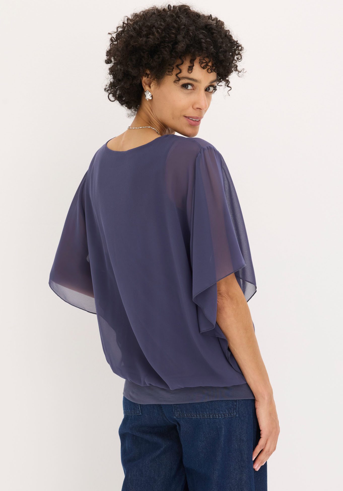 bonprix Chiffonbluse Oversize-Passform, für festliche Anlässe, mit elastischem Bund