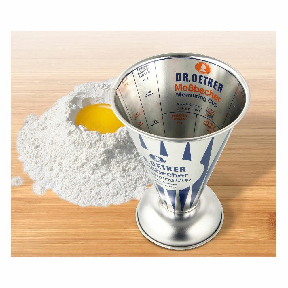 Dr. Oetker Küchenhelfer Messbecher Nostalgie, Weißblech, Nostalgie-Design