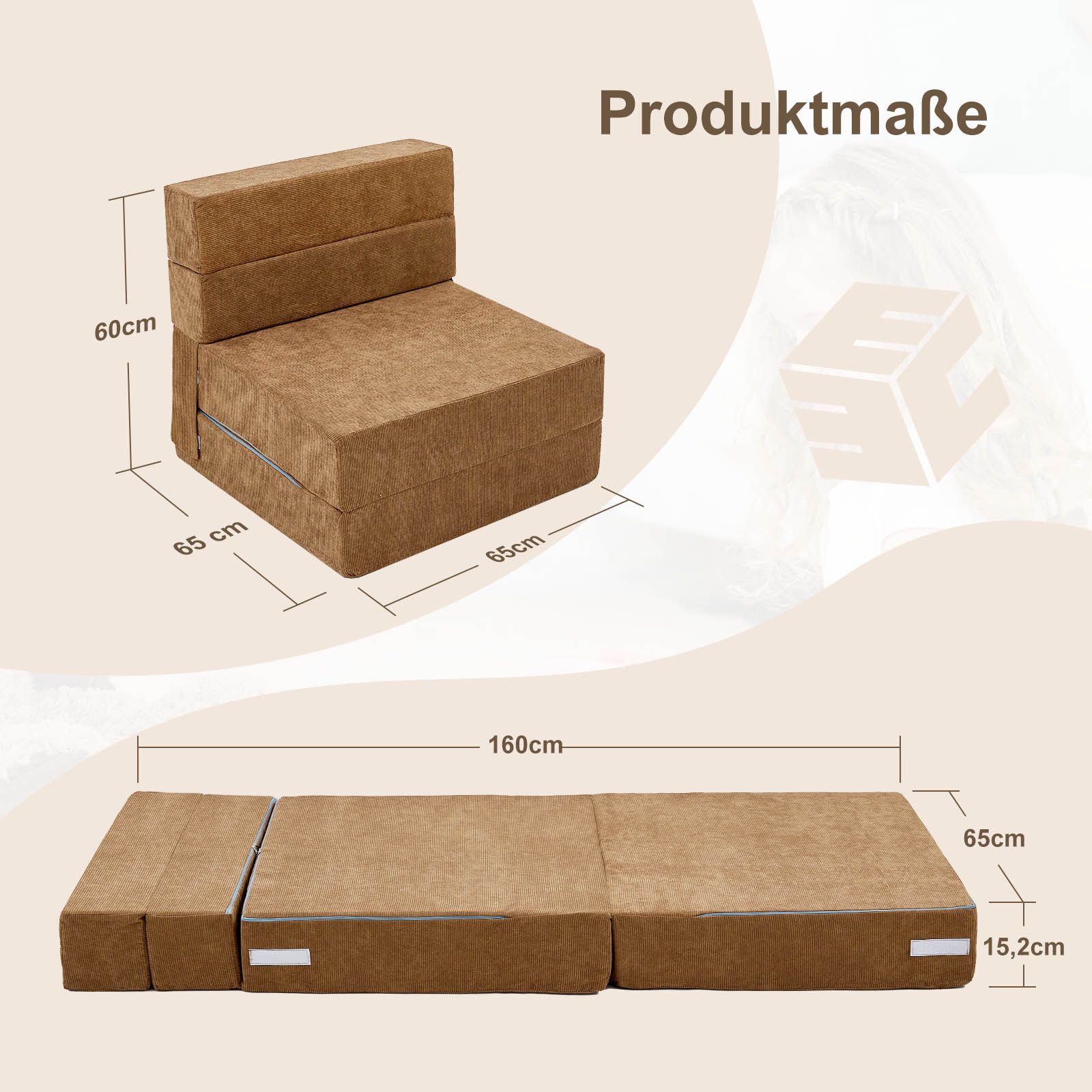 Klappmatratze 15,2 cm extra dicke klappbare Schlafsofa-Bodenmatratze für Ki günstig online kaufen