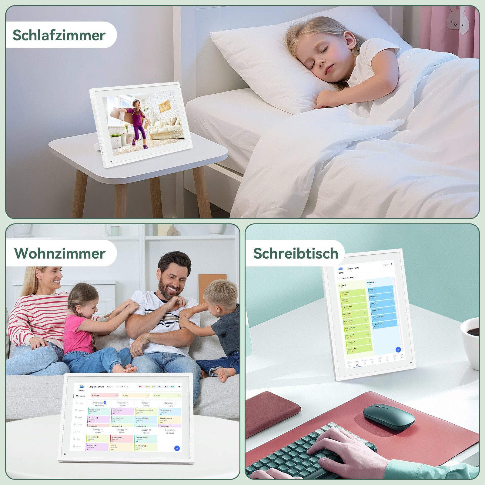 TABWEE P10 10,1" Desktop Digitaler Bilderrahmen und Kalender Tablet (10.1", 32 GB, Android 10,1, Festival Geschenke für Mama, Papa)