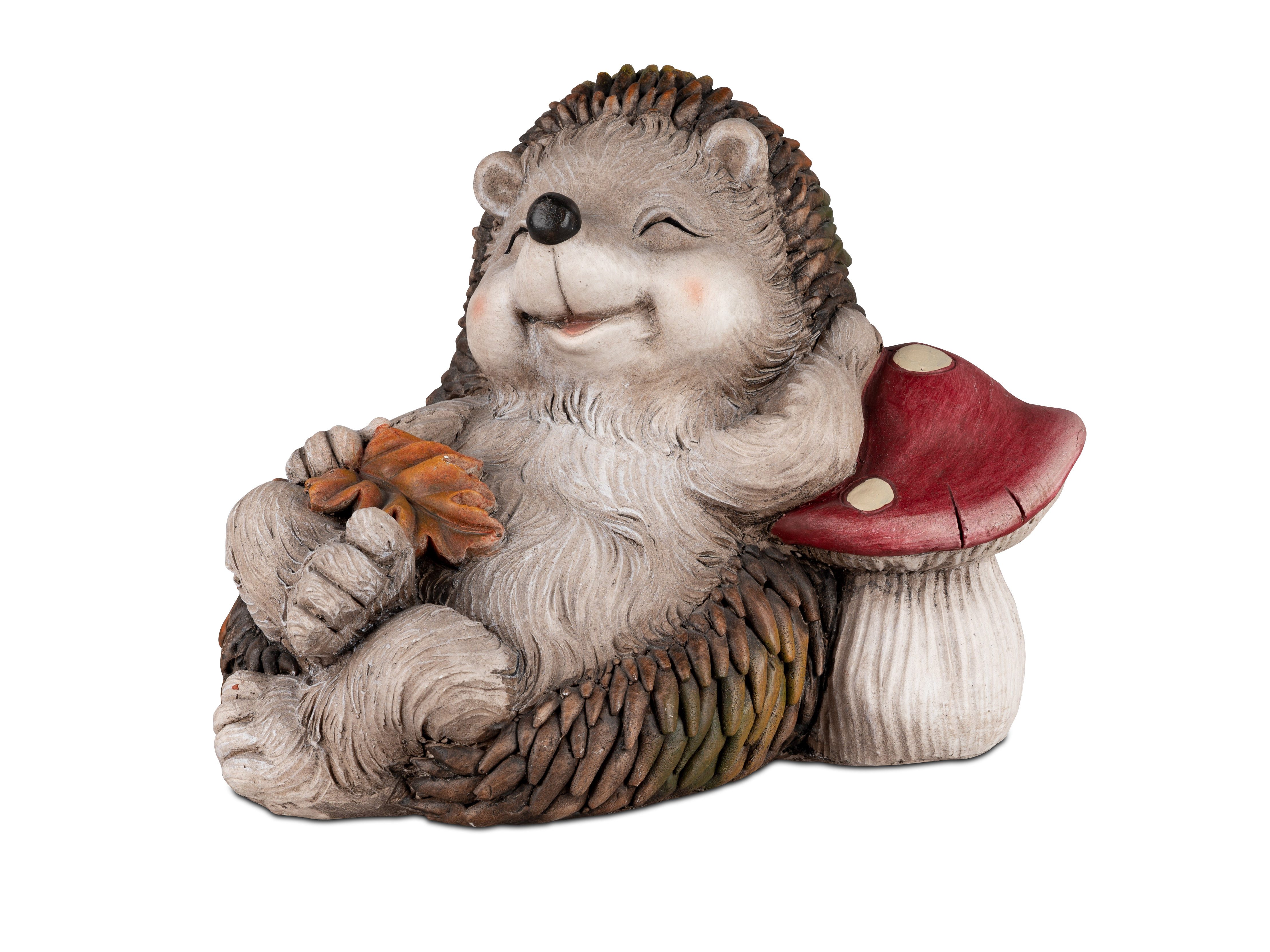 Dekofigur Igel liegend mit Pilz