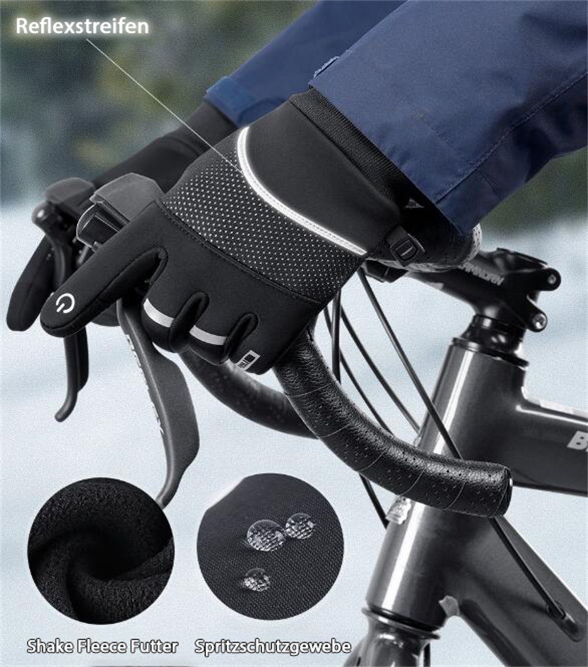 und Schwarz Fahrradhandschuhe das Wasserdicht, Sport-Touchscreen-Handschuhe Discaver rutschfest Radfahren für samtig Warme im Freien kältebeständig,