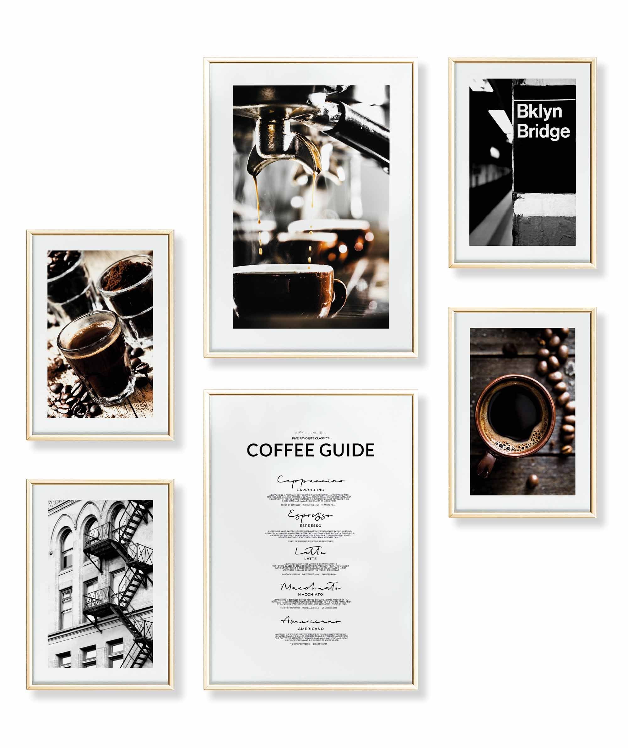 Poster Set als Wohnzimmer Deko, Bilder DINA3 & DINA4, Kaffee Küche