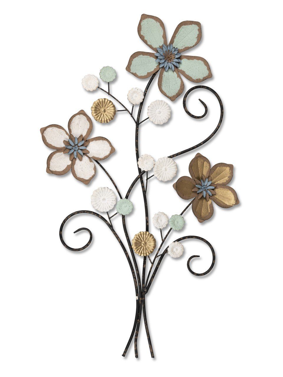 H:76cm Wanddekoobjekt Mehrfarbig Blumen, formano Metall B:44cm