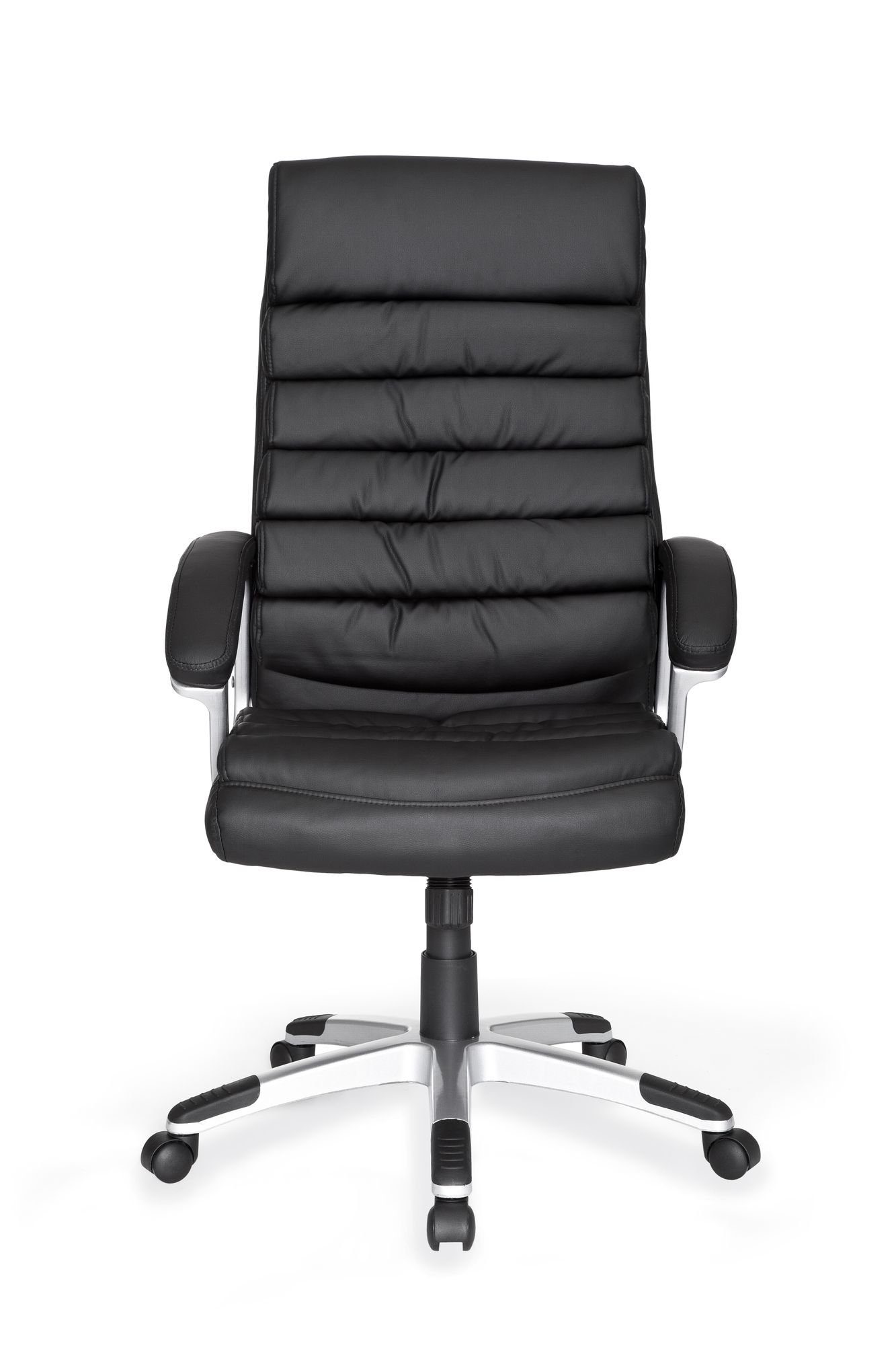 Amstyle Chefsessel SPM1.026 (Valencia, Bürostuhl Kunstleder Schwarz bis 120 kg), Schreibtischstuhl ergonomisch mit Kopfstütze | Chefsessel