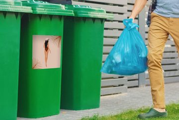 MuchoWow Wandsticker Sommer - Frau - Pastell (1 St), Mülleimer-aufkleber, Mülltonne, Sticker, Container, Abfalbehälter