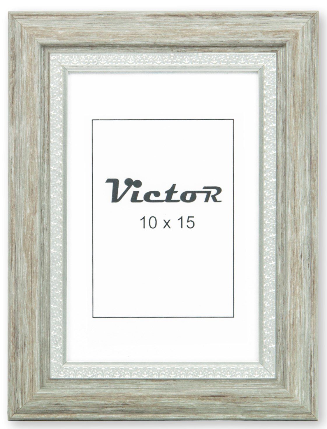 Victor (Zenith) Bilderrahmen Bilderrahmen \"Boho\" - Farbe: Grau - Größe: 10 x 15 cm, Bilderrahmen Grau 10x15 cm (A6), Bilderrahmen Vintage, Landhaus