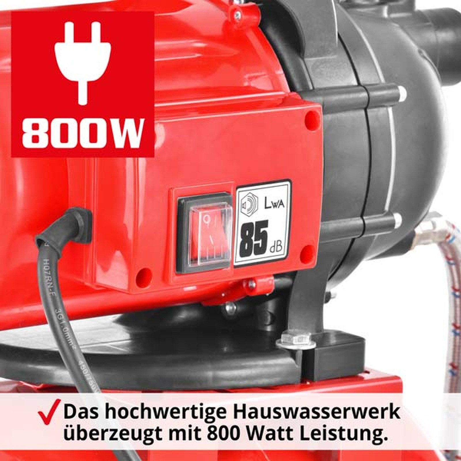 Hecht Hauswasserwerk 3800 800 W 19 l Druckbehälter 3200 l/h, 19 l Membrandruckbehaelter, Spritzwasserschutz IPX4
