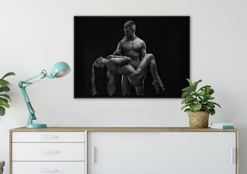 Pixxprint Leinwandbild Nude sexy Paar, Wanddekoration (1 St), Leinwandbild fertig bespannt, in einem Schattenfugen-Bilderrahmen gefasst, inkl. Zackenaufhänger