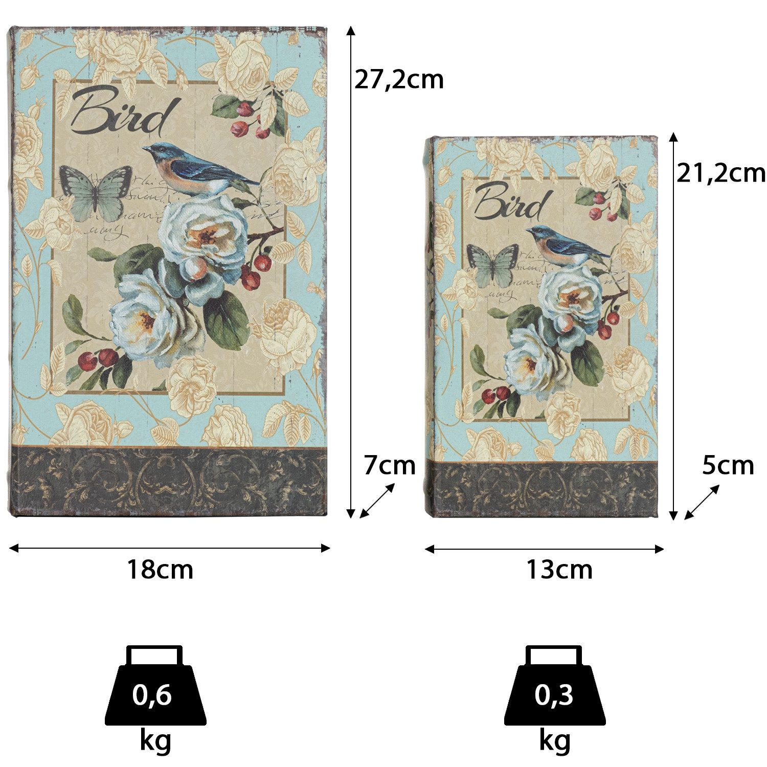 Moritz Etui Buchhüllen Set Vintage 2-teilig mit Vogelmotiv