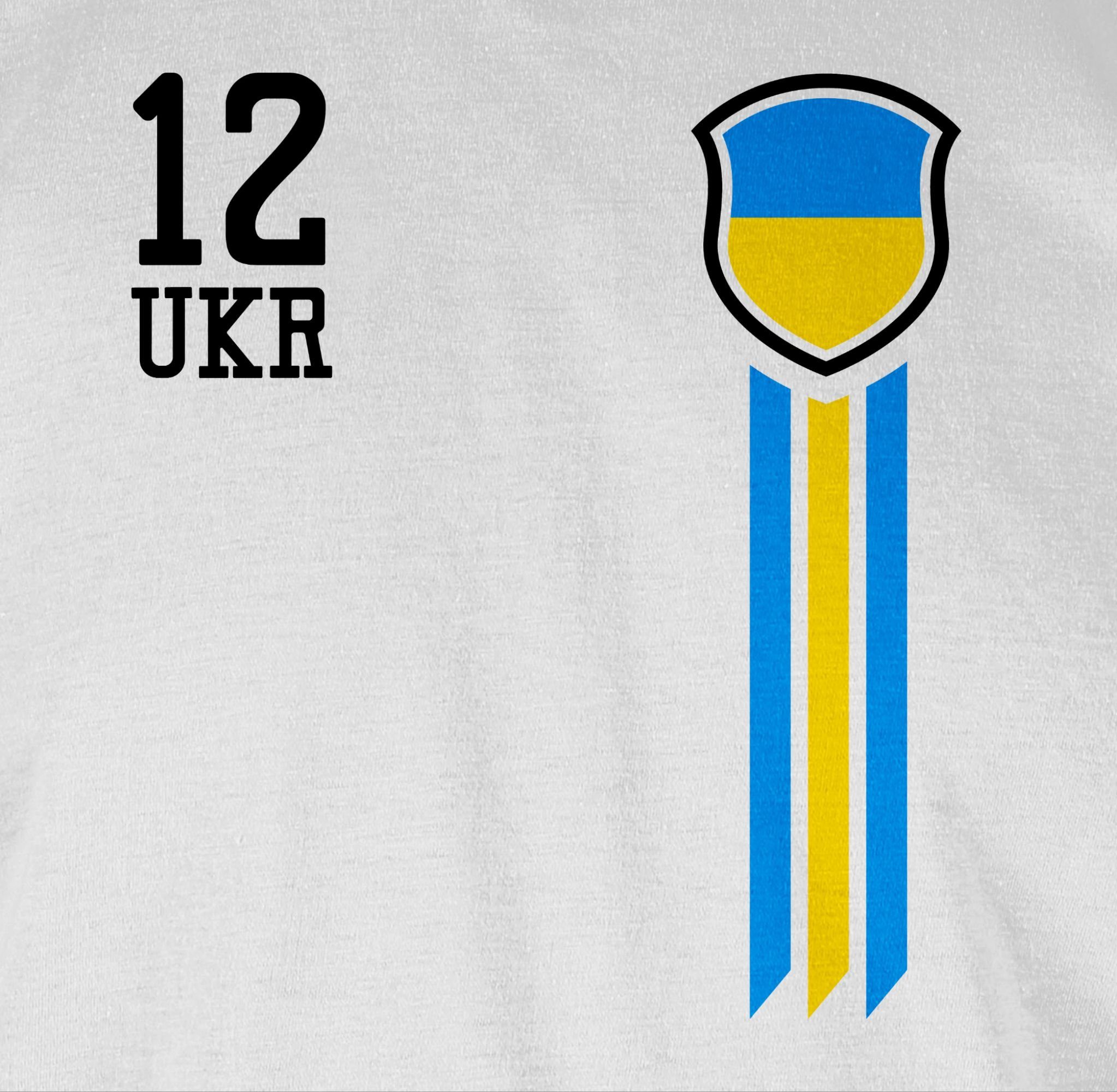 Weiß Fussball EM T-Shirt 12. Shirtracer Ukraine Mann 2024 2
