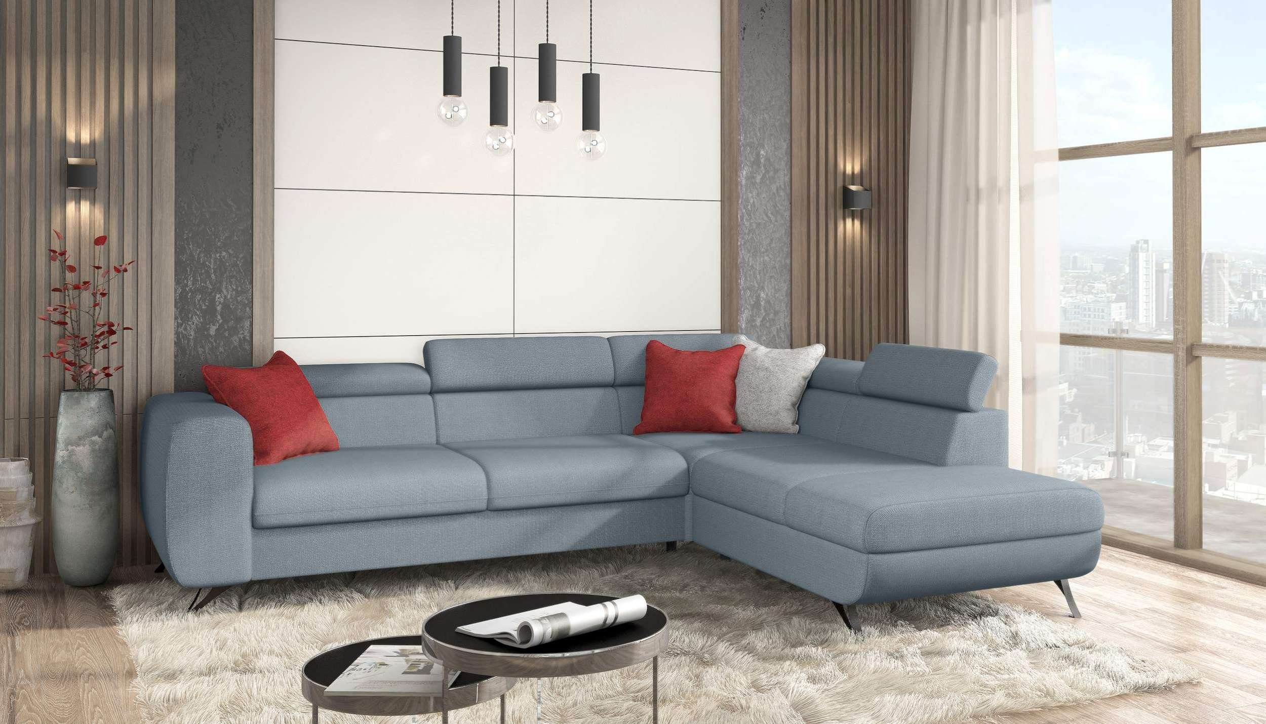 Raum Stylefy Bettkasten, im bestellbar, oder Corina, Eckcouch, frei stellbar, Ecksofa Relaxfunktion mane L-Form, und Modern Design, rechts links Bettfunktion mit