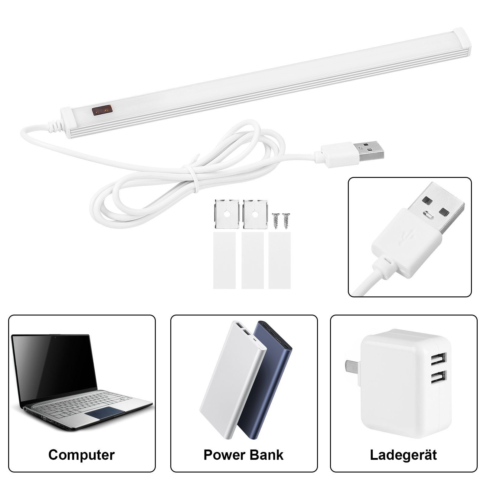 Sunicol LED Weiß, Schrank Warmes Unterbauleuchte USB Farbe Bad-Beleuchtung, für veränderbar, Sensor-Schalter